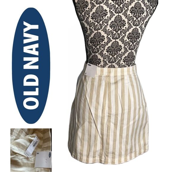 Old Navy Button Front Striped Cotton Mini Skirt - Size 2 - Picture 2 of 2